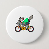 Kat met fiets ronde button 7,6 cm (Voorkant)