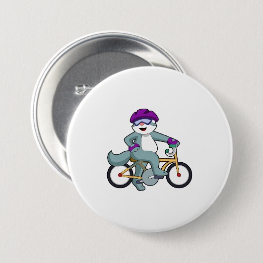 Kat met fiets ronde button 7,6 cm (Voorkant /achterkant)