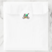 Kat met fiets ronde sticker (Tas)