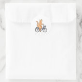 Kat met fiets ronde sticker (Tas)