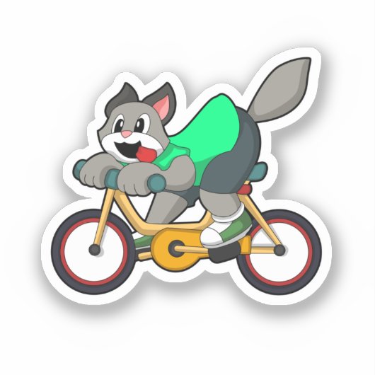 Kat met fiets sticker (Voorkant)