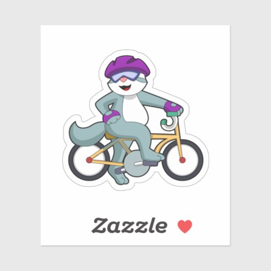 Kat met fiets sticker (Vel)