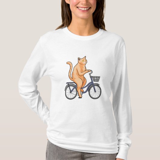 Kat met fiets t-shirt (Voorkant)
