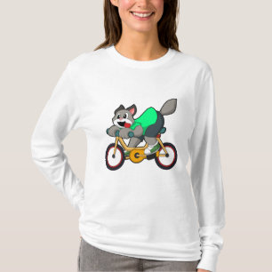 Kat met fiets t-shirt