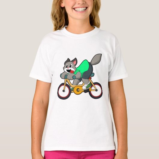 Kat met fiets t-shirt (Voorkant)