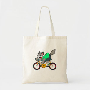 Kat met fiets tote bag