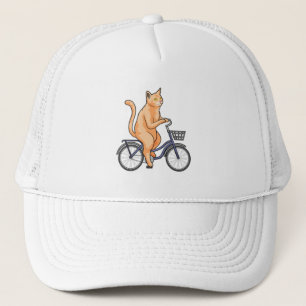 Kat met fiets trucker pet
