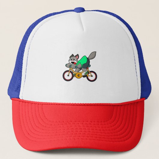 Kat met fiets trucker pet (Voorkant)