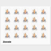 Kat met fiets vierkante sticker (Vel)