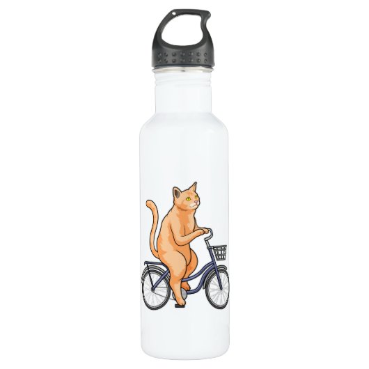 Kat met fiets waterfles  (Voorkant)