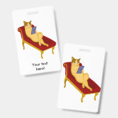 Kat met gadget clip art badge (Voor- en achterkant)