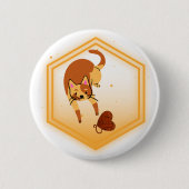 Kat met garen ronde button 5,7 cm (Voorkant)