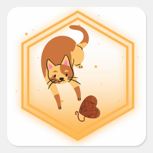 Kat met garen sticker (Voorkant)