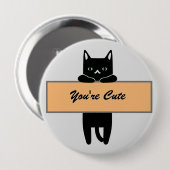 Kat met gebarentaal-Button badge Ronde Button 4,0 Cm (Voorkant /achterkant)