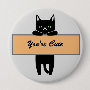 Kat met gebarentaal-Button badge Ronde Button 4,0 Cm