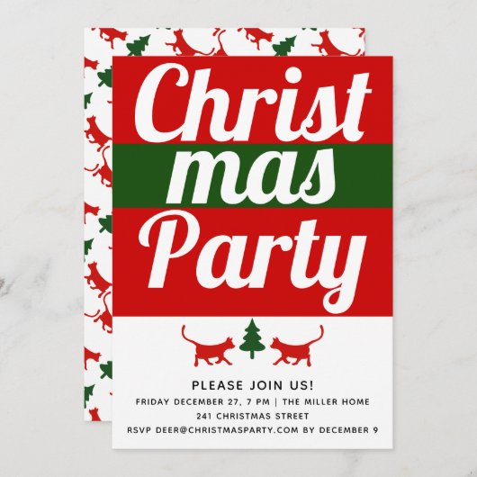 Kat met geborene typografie, kerstfeest met drie k kaart (Voorkant / Achterkant)