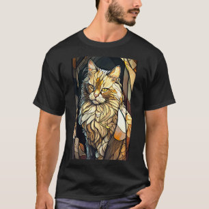 Kat met gebrandschilderde buffer t-shirt