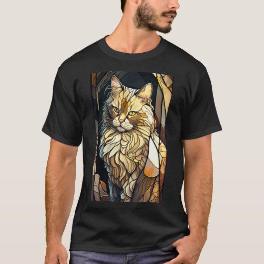 Kat met gebrandschilderde buffer t-shirt (Voorkant)