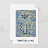 Kat met gefragmenteerde tekst "Ik was normaal" Kaa Bedankkaart (Voorkant / Achterkant)