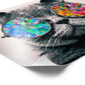 Kat met gekleurde bril foto afdruk (Hoek)