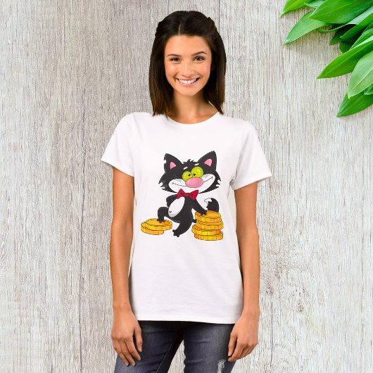 Kat met geld Womens T-Shirt