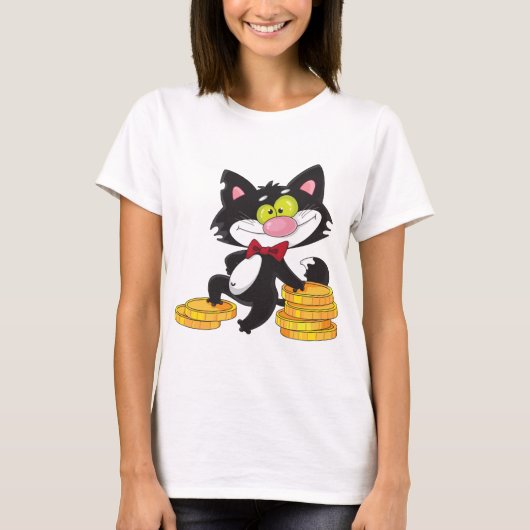 Kat met geld Womens T-Shirt (Voorkant)