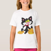 Kat met Geldmeisjes T-Shirt (Voorkant)