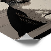 Kat met gele ogen illustratie poster (Hoek)