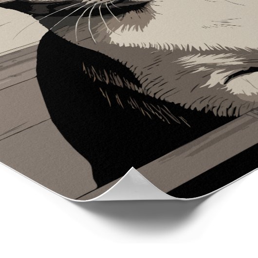 Kat met gele ogen illustratie poster (Hoek)