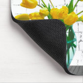 Kat met Gele Tulip Bouquet Mousepad Muismat (Hoek)