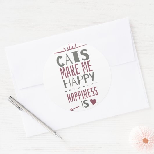 Kat met gelukkig ronde sticker (Envelop)
