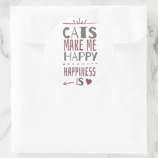Kat met gelukkig ronde sticker (Tas)