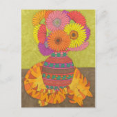 Kat met Gerbera Daisies in Talavera Vase Briefkaart (Voorkant)