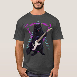 Kat met gitaar t-shirt