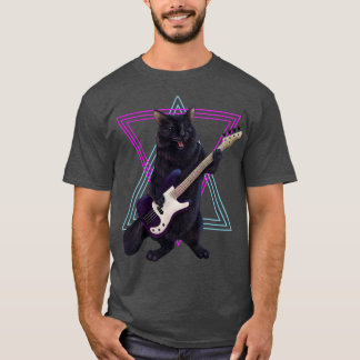 Kat met gitaar t-shirt