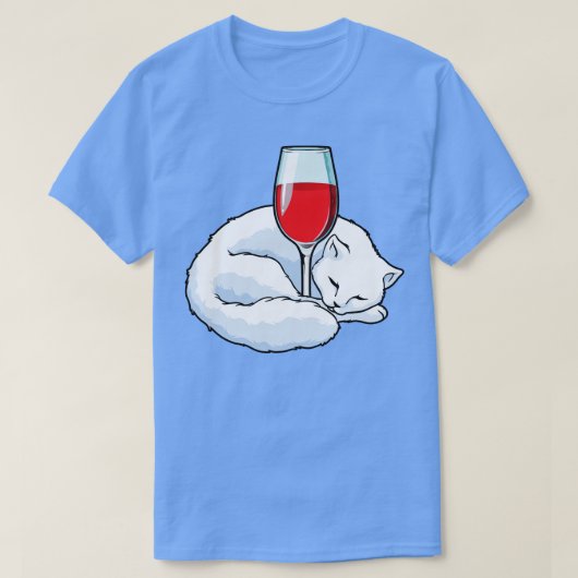 Kat met glas rode wijn 1 t-shirt (Design voorkant)