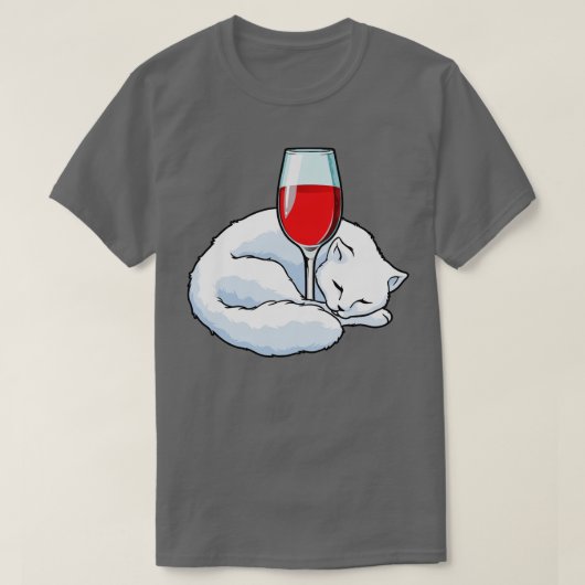 Kat met glas rode wijn 2 t-shirt (Design voorkant)