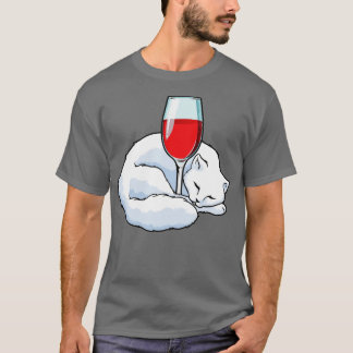 Kat met glas rode wijn 2 t-shirt