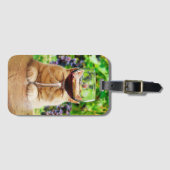 Kat met glas wijn bagagelabel (Voorkant (horizontaal))