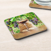 Kat met glas wijn bier onderzetter (Linkerzijde)