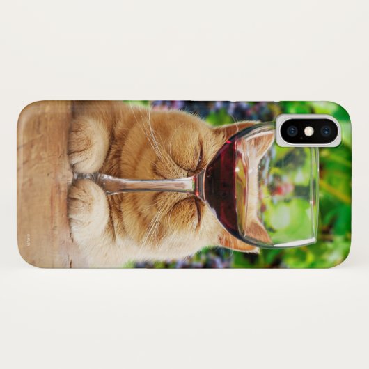 Kat met glas wijn Case-Mate iPhone case (Achterkant (horizontaal))