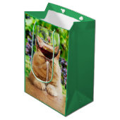 Kat met glas wijn medium cadeauzakje (Voorkant Gekanteld)