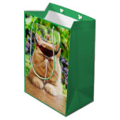 Kat met glas wijn medium cadeauzakje (Achterkant Gekanteld)