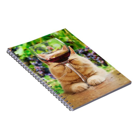 Kat met glas wijn notitieboek (Rechterzijde)