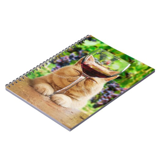 Kat met glas wijn notitieboek (Linkerzijde)