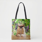 Kat met glas wijn tote bag (Voorkant)