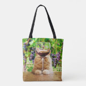 Kat met glas wijn tote bag (Achterkant)
