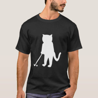 Kat met golfclub voor t-shirt silhouet