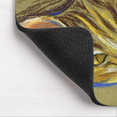 Kat met goudkleurige ogen - Pasteltekening Muismat (Hoek)