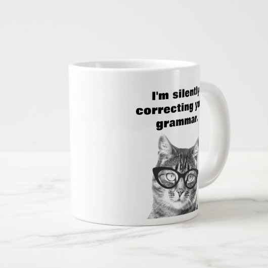 Kat met grappige quote extra grote jumbo-mok koffiekop (Voorkant rechts)